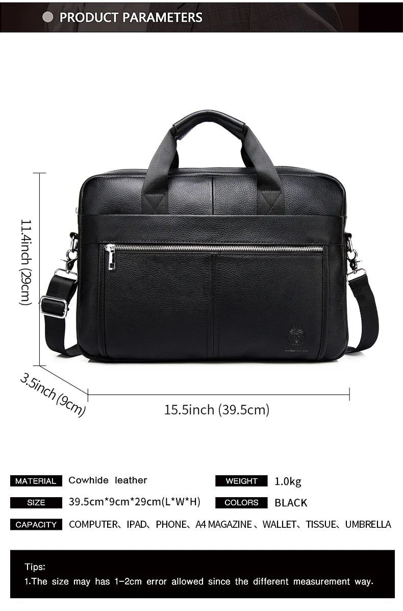SCHLATUM Genuine Leather Briefcases Hard For Men Luxury Handbags Laptop Briefcase Bags 15 Inch Office Bussiness Computer Bag