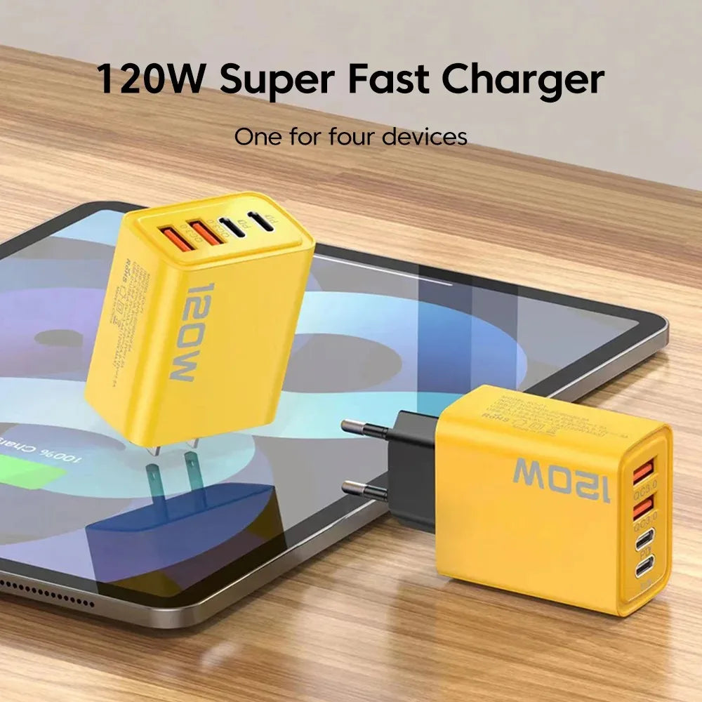 Total 120W 1/2/3 Pcs Fast Charger Type C Quick Charge 3.0 USB Charger Adapter For iPhone Samsung Xiaomi PD Fast Charging Plug