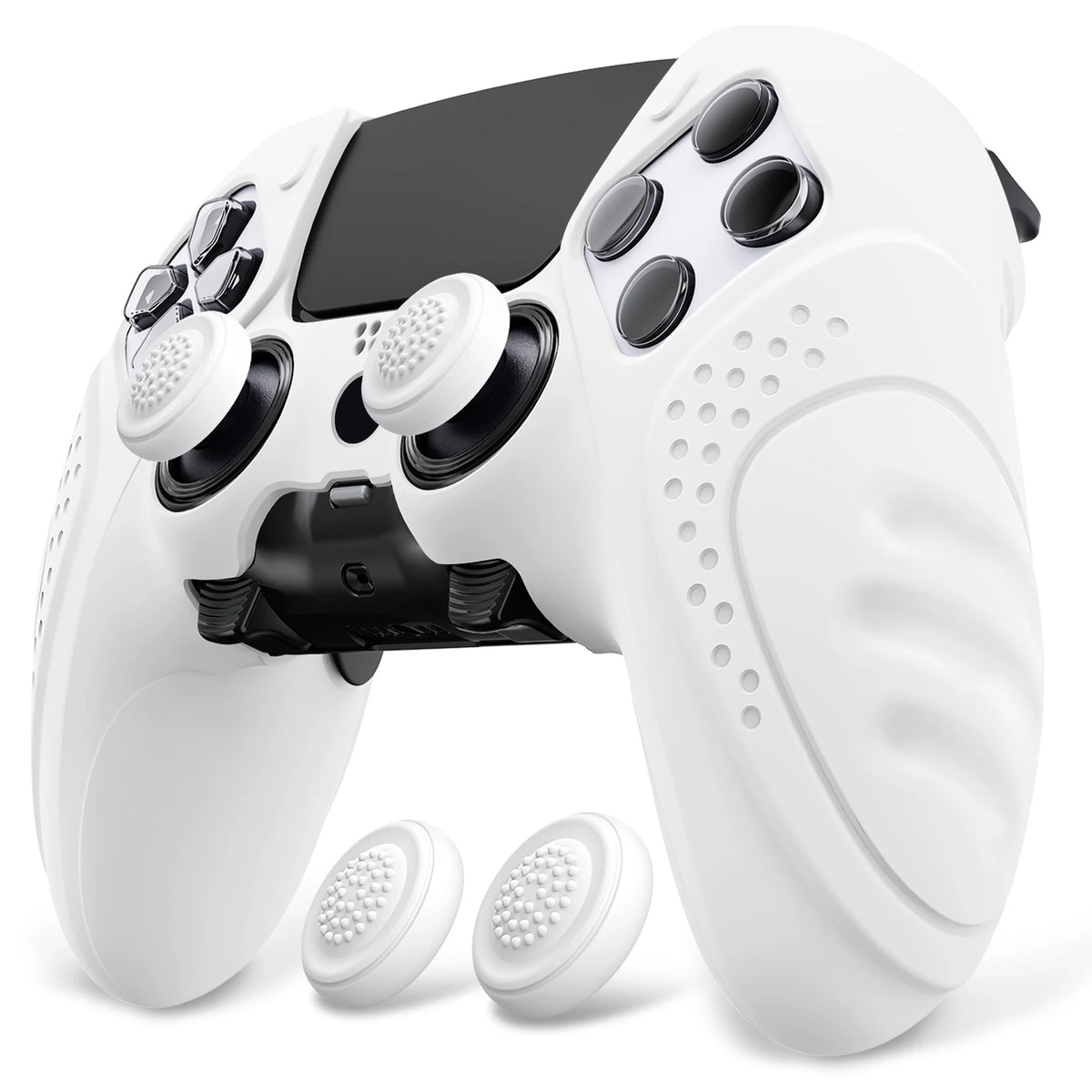 PlayVital Anti-Slip Silicone Cover for PS5 Edge Controller, Rubber Protector Case with Thumb Grip Caps - Guardian Edition Series