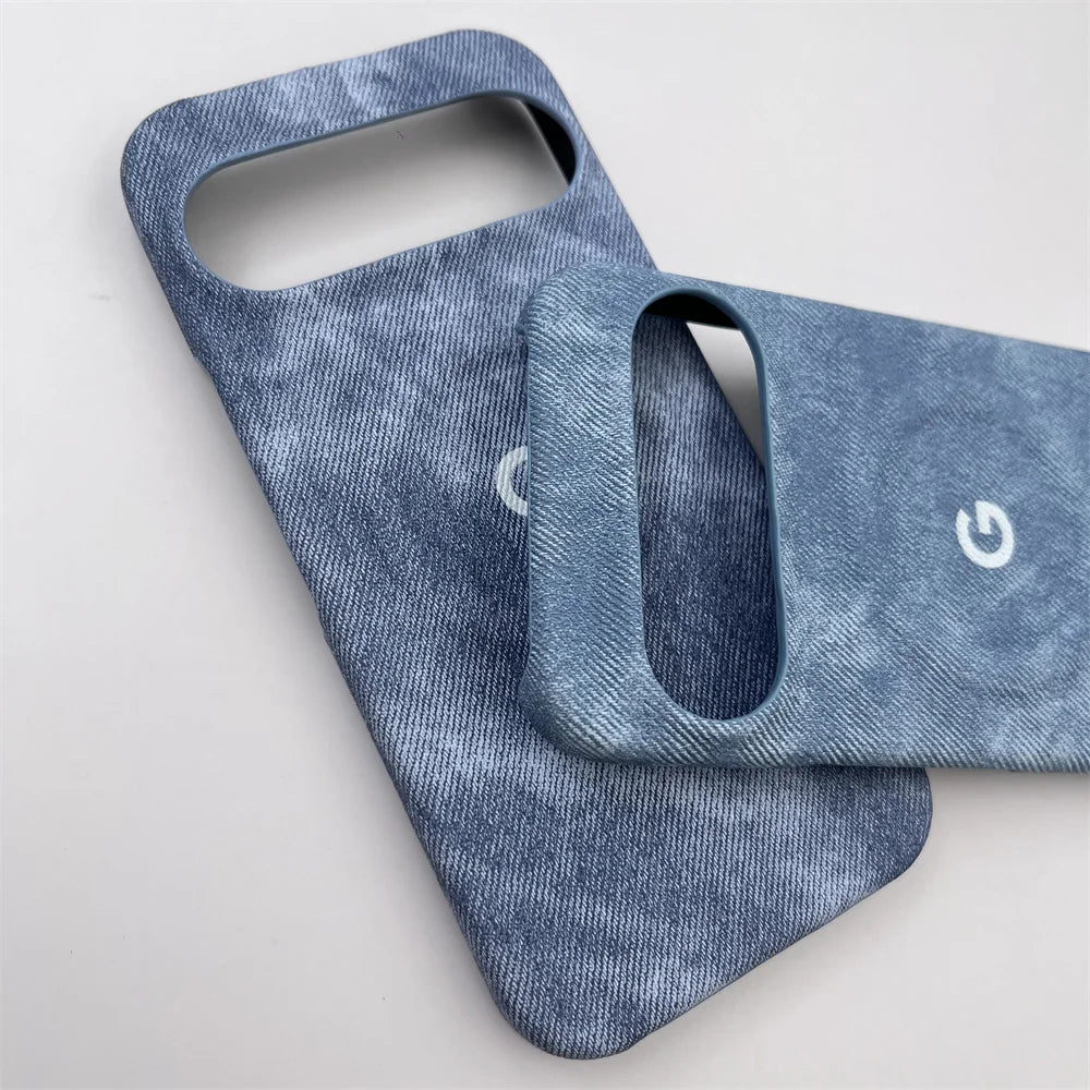 Fashion Denim Magnetic Wireless Charge Case For Google Pixel 10 9 Pro XL 7 8 9 10 Pro 7A 8A Simple Shockproof Protective Cover