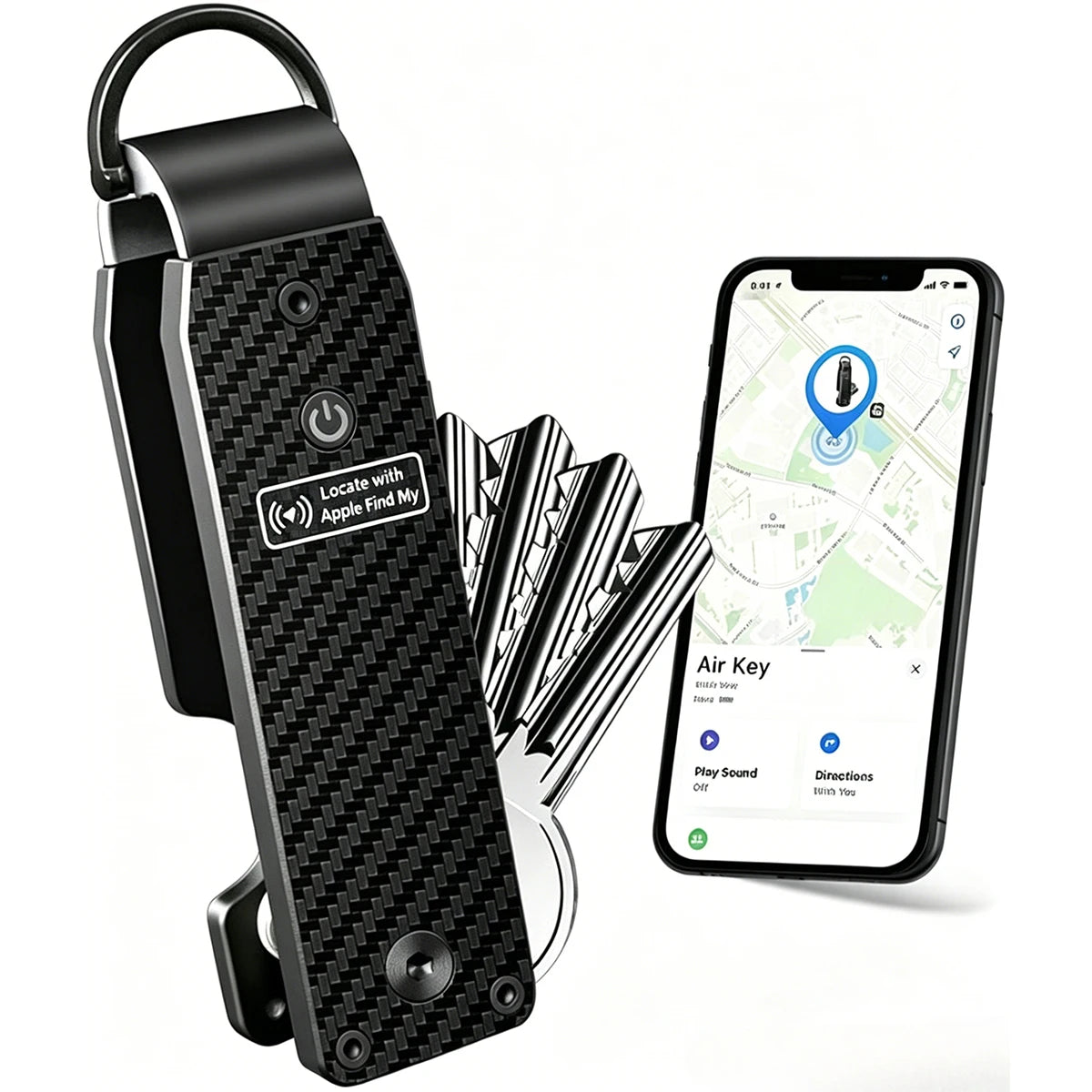 Air Keychain Car Key Chains with GPS Tracker Key Finder Built-in Airtag Chips Works with Apple Find My iOS Only Key Organizer