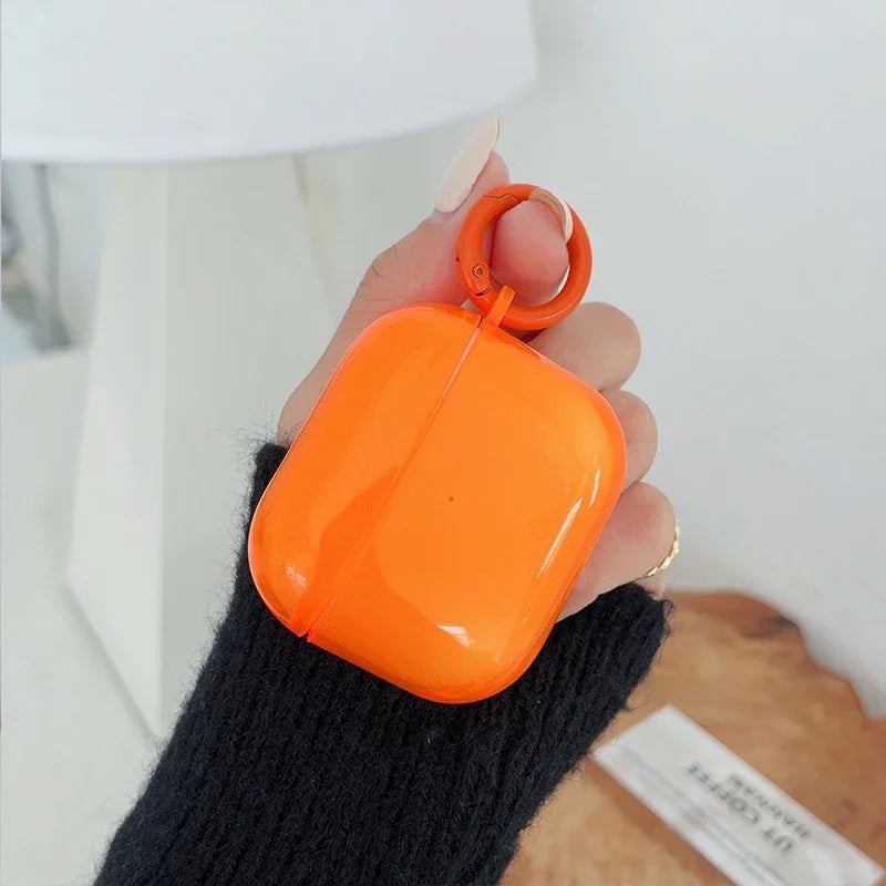 Fluorescent Candy Color Earphone Cover For Apple AirPods Pro 3 Air Pods 4 2 1 Crystal Clear Soft TPU Transparent Protective Case