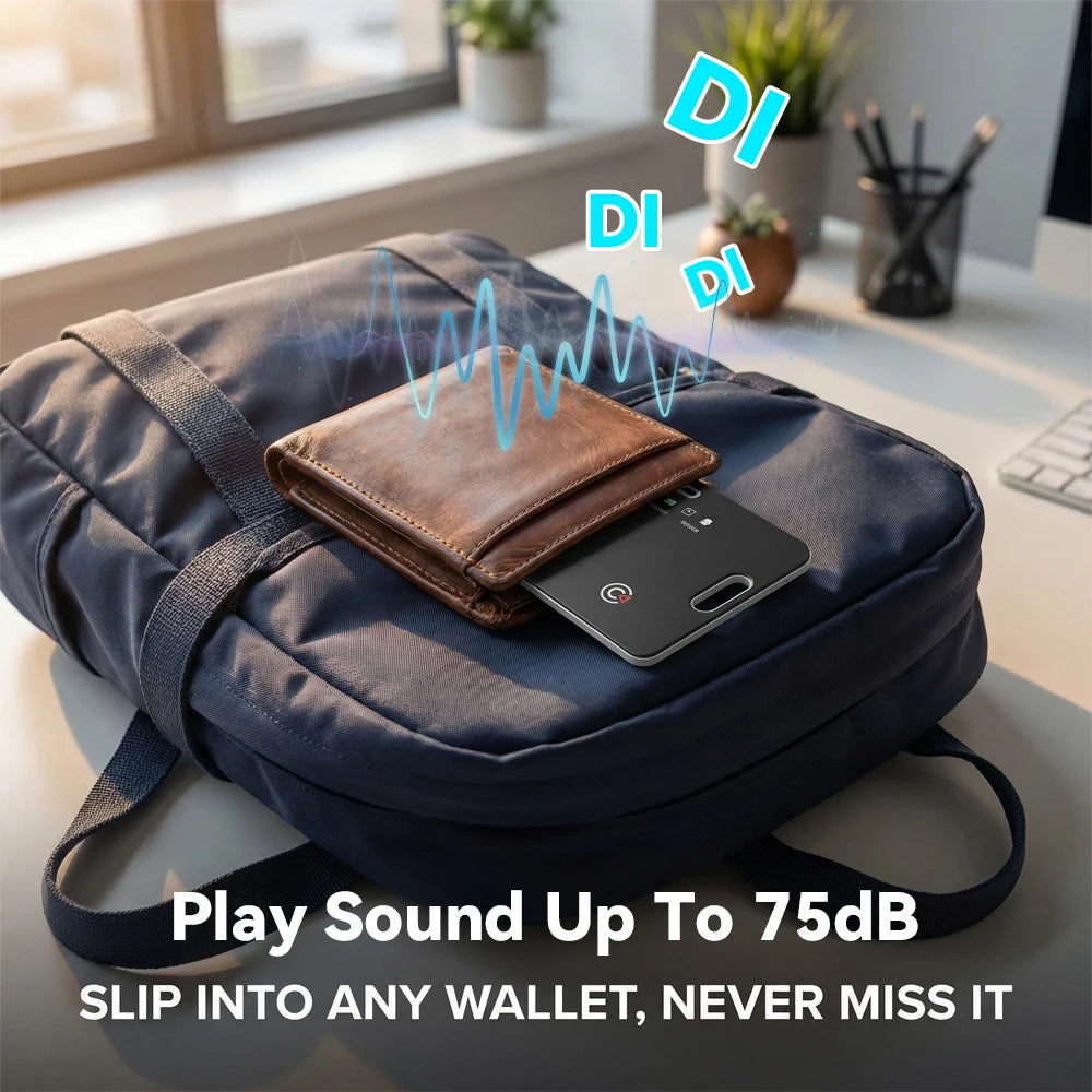 Ultra Thin Smart Tracking Card Wallet Tracker Rechargeable Dual System Item Finder for Apple Find My & Android Find Hub Device