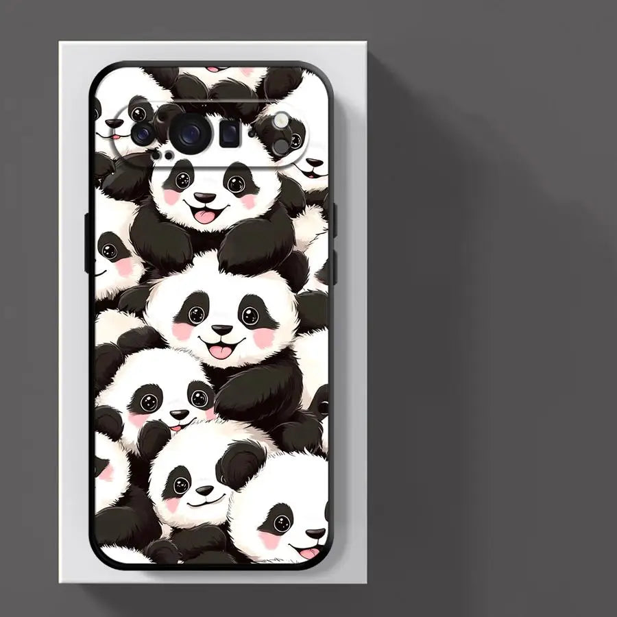 Funda Phone Cover Case for Google Pixel 10A 6a 7a 6 7 8 Pro 8a 9a 10 9 Pro XL Black White Panda