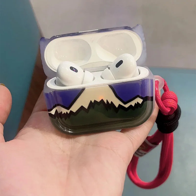 Cartoon Snowy Mountain AirPods Protective Case Compatible with pro 2 pro Apple 3rd Gen Headphones Second Generation Shell