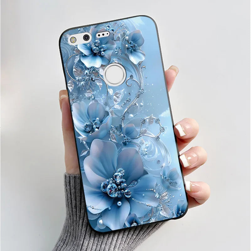 For Google Pixel XL Case Luxury Fashion Butterfly Flowers Black Soft TPU Silicone Back Cover For Google Pixel 1 1XL Phone Cases