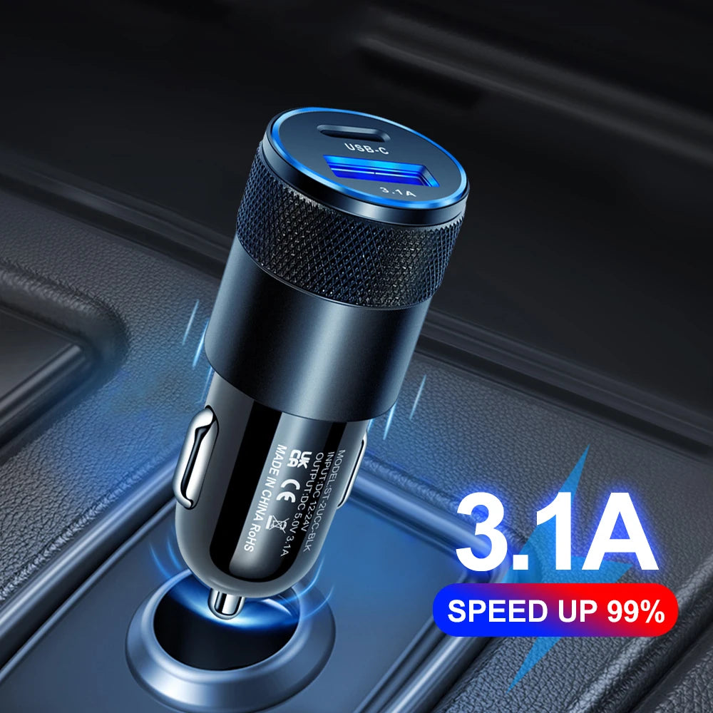 66W 3.1A USB Car Charger Type C Fast Charging Adapter For Xiaomi Huawei iPhone PD Charger Car Adapter Socket Cigarette Lighter