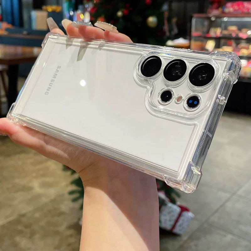 Luxury Transparent Case For Samsung Galaxy S26 S25 S24 S23 S22 Ultra Plus FE A16 Soft Bumper Lens Protector Clear Acrylic Cover