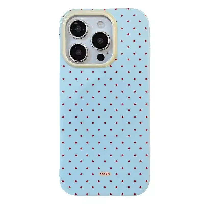 Minimalist Black Polka Dot 3D Cherry Tomato Phone Case For iPhone 17 AIR 16 15 14 13 12 11 PRO MAX PLUS Dustproof Cover