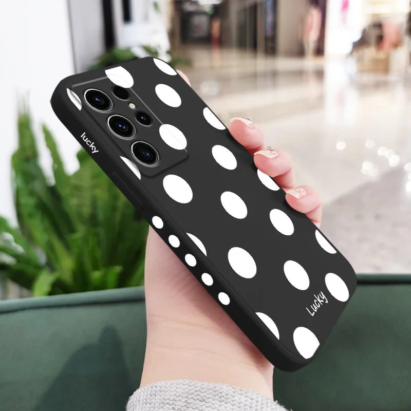 French Polka Dots Phone Case For Samsung Galaxy S25 S24 S23 S22 S21 S20 S10 S10E Ultra Plus FE Note 20 Ultra Plus Cover