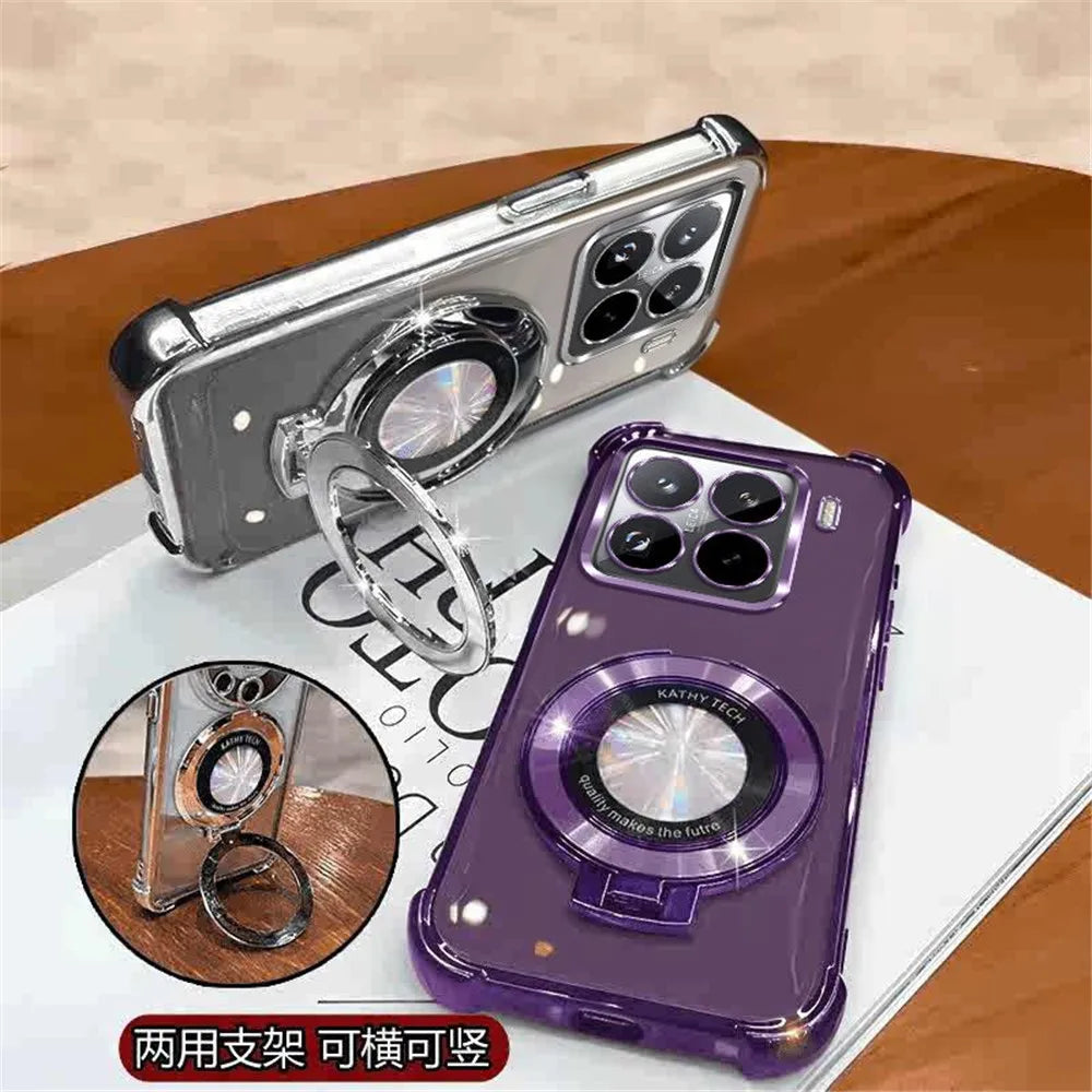 Luxury Plating Holder Phone Case For Google Pixel 9 9A 9 10 Pro XL 10A 7 7A 8 8A Clear Shockproof Soft Silicone Stand Back Cover