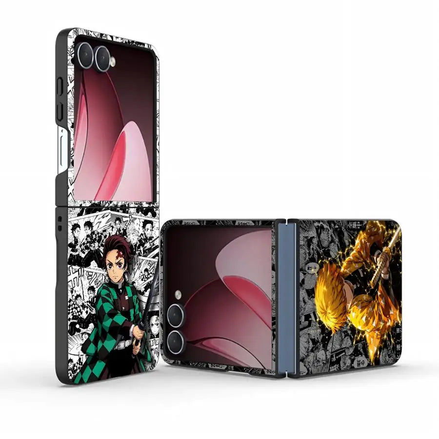 Case for Samsung Galaxy Z Flip8 ZFlip7 FE ZFlip4 ZFlip5 Z Flip 7 6 5 8 ZFlip3 ZFlip6 Phone Funda Anime D-Demons Slayers
