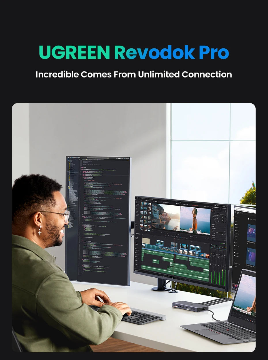UGREEN 13-in-1 USB-C HUB Triple Monitor Extend 4K 2xHDMI 1xDP 10Gbps USB3.2 PD100W SD/TF RJ45 Dockingfor Windows Laptop HP Dell