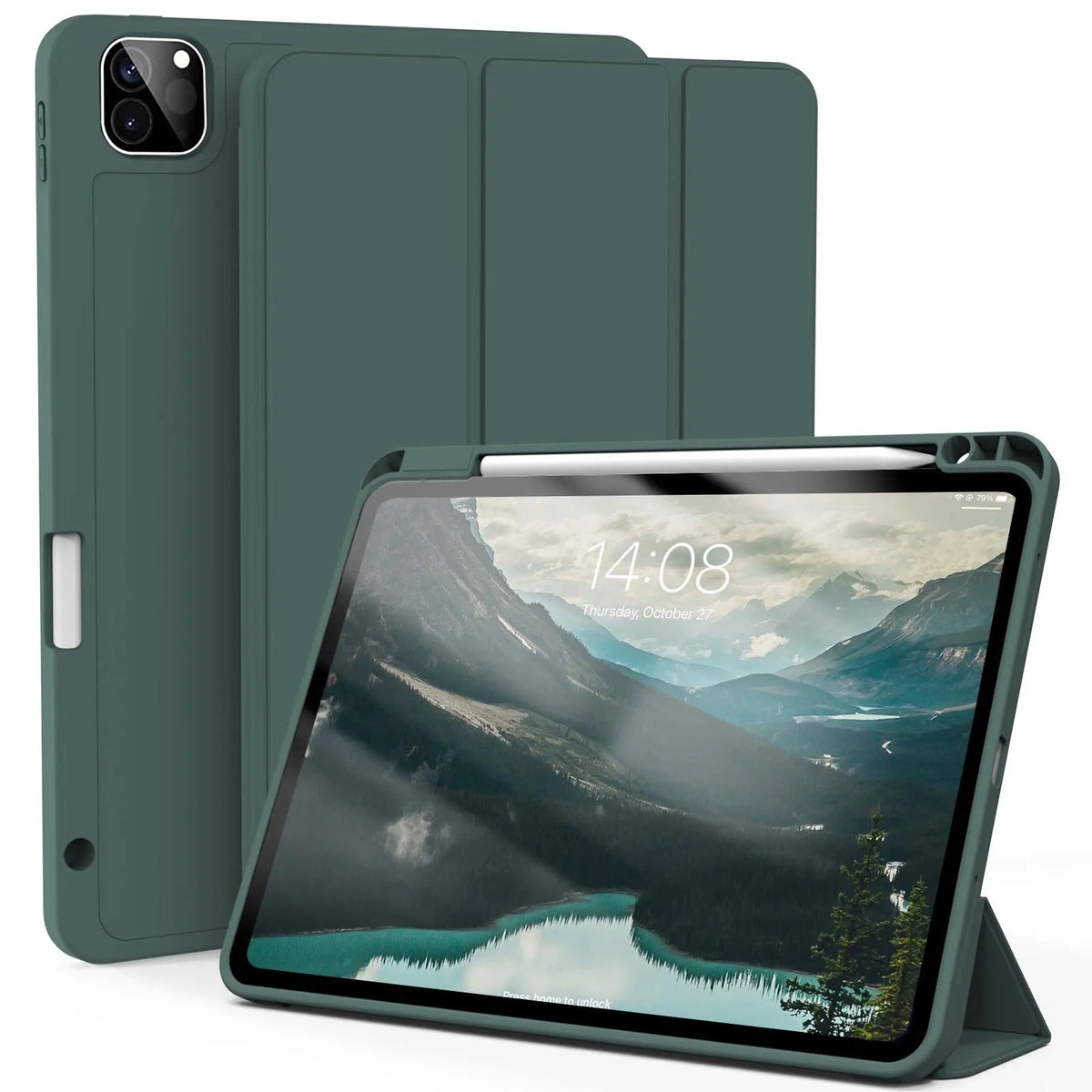 For iPad Pro 11 inch 4/3/2th Generation with Pen Slot Case,For iPad Pro 11-inch(M4)2024 Trifold Stand TPU Soft Back Tablet Cases