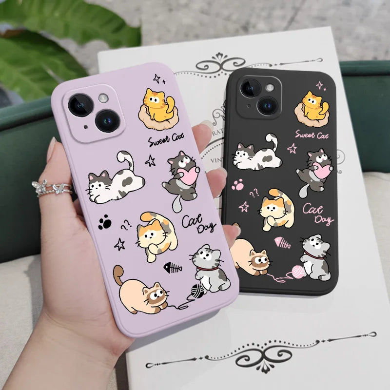 Cat String Ball Phone Case For iPhone 17 17 Air 16 16e 15 14 13 12 11 X XR XS Plus Pro Max Mini Silicone Cover