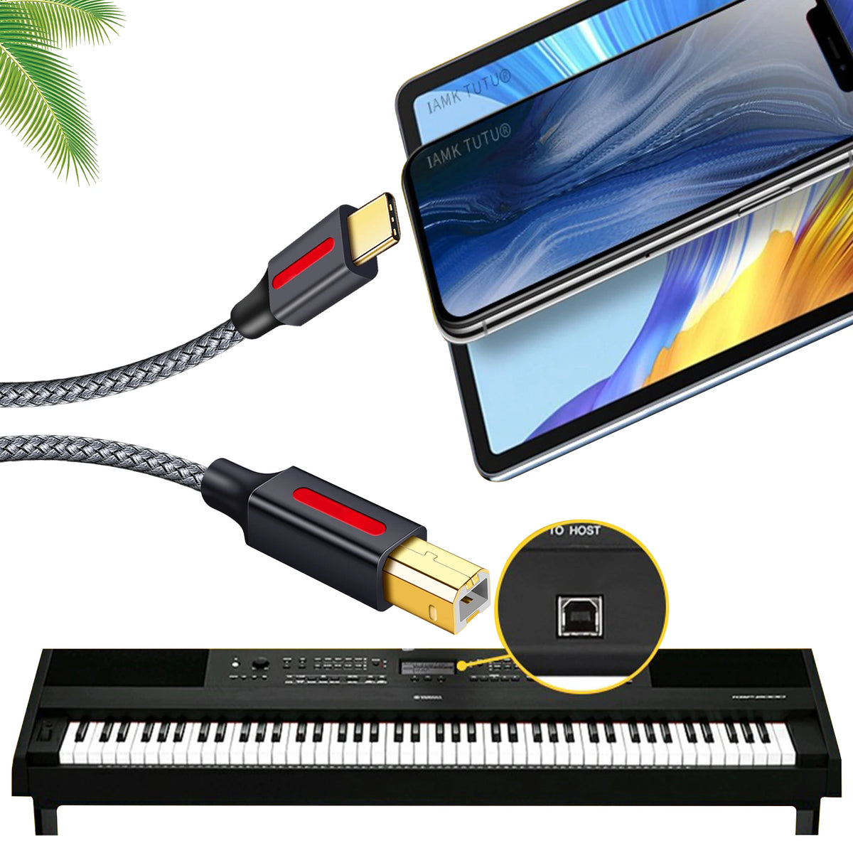 1/2/3/5/6m USB C to USB Printer Cable for MacBook Pro Scanner Fax Machine HP Canon Dell Samsung Printer Type C 2.0 Printing Cord