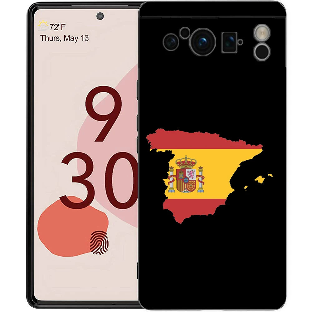 Spain flag Phone Case For Google Pixel 10A 10 9 8 7 6 Pro XL 9A 8A 6A 7A 5G Soft Shockproof TPU Black Cover