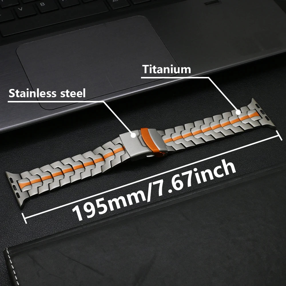 Titanium Strap for Apple Watch Series 12 11 10 46mm Ultra4/3/2/1 49mm Titanium Orange Band for IWatch 9 8 7 45mm 6 5 4 SE 44mm