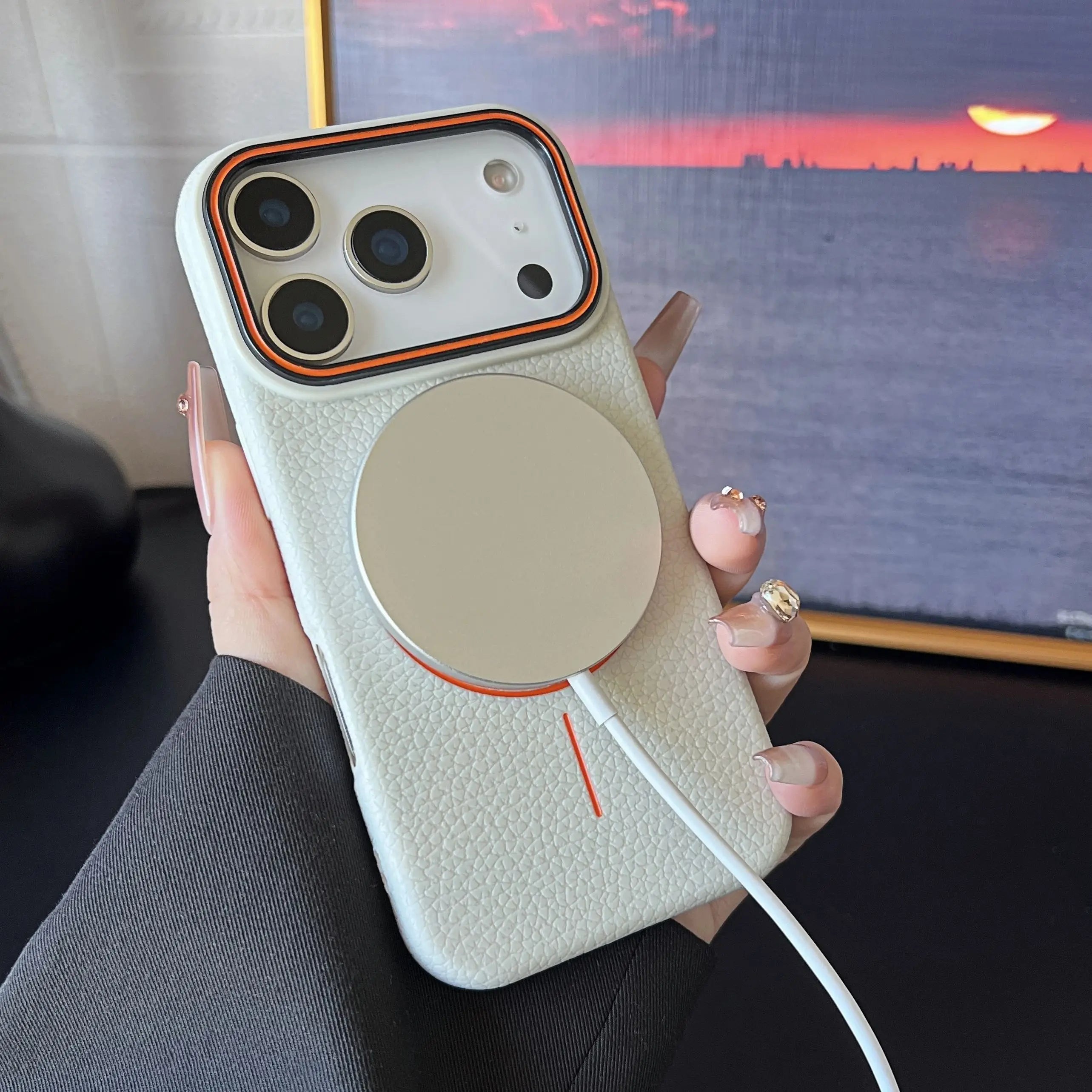 Frosted Hit Color Lichee Pattern Magnetic Phone Case For iPhone 17 Air 16 15 14 13 12 11 Pro Max Plus For Magsafe TPU Soft Cover