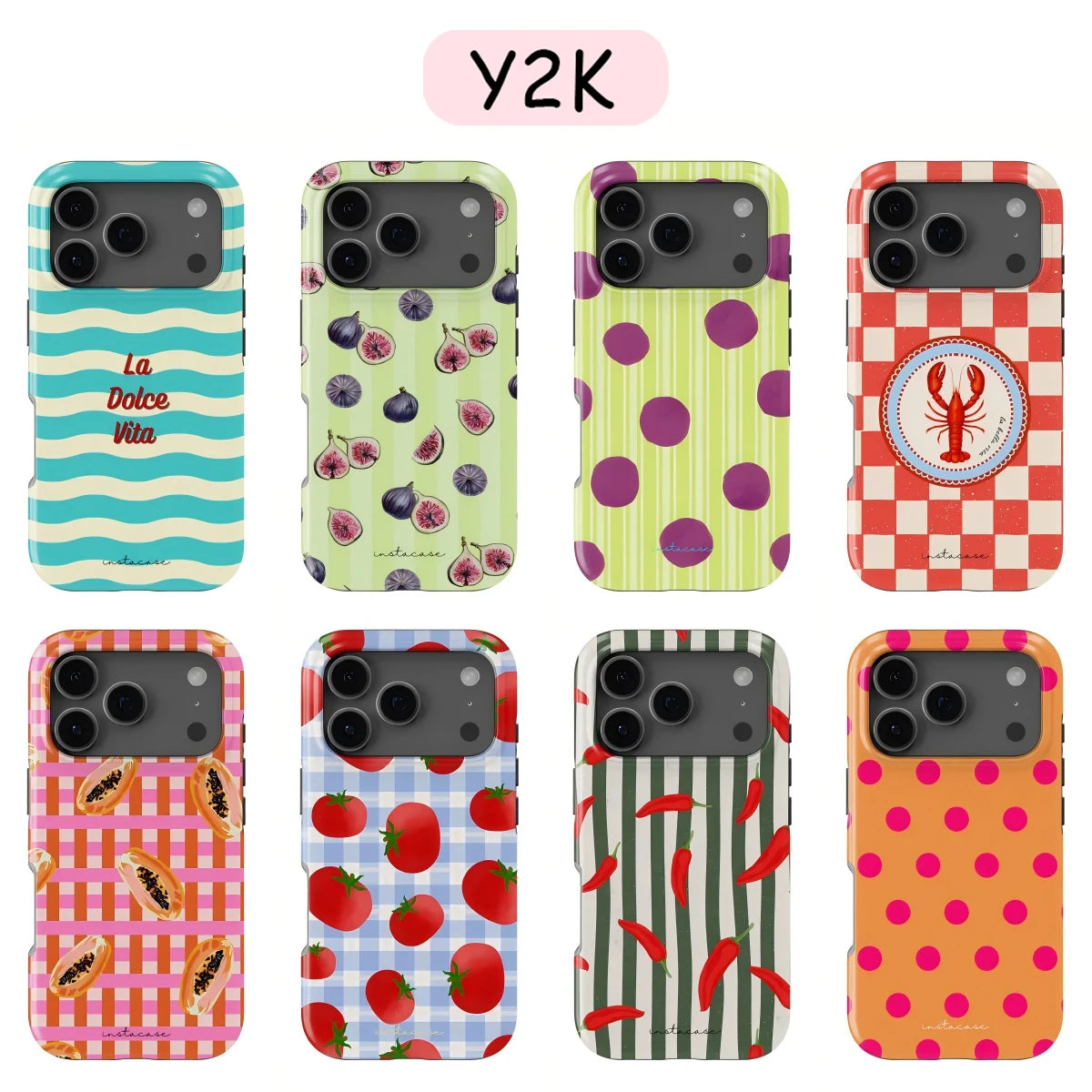 Y2K Lobster Chili Design Phone Case for iPhone 17 17e 16e 16 15 14 13 12 11 X XS XR XSMAX 7 8 Air Pro Max Plus Double-layer