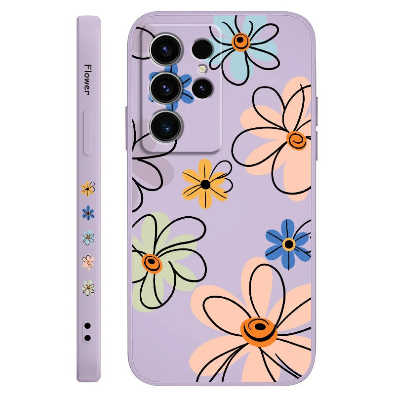 Hoop Flower Phone Case For Samsung Galaxy S25 S24 S23 S22 S21 S20 S10 S10E Ultra Plus FE Note 20 Ultra Plus Cover