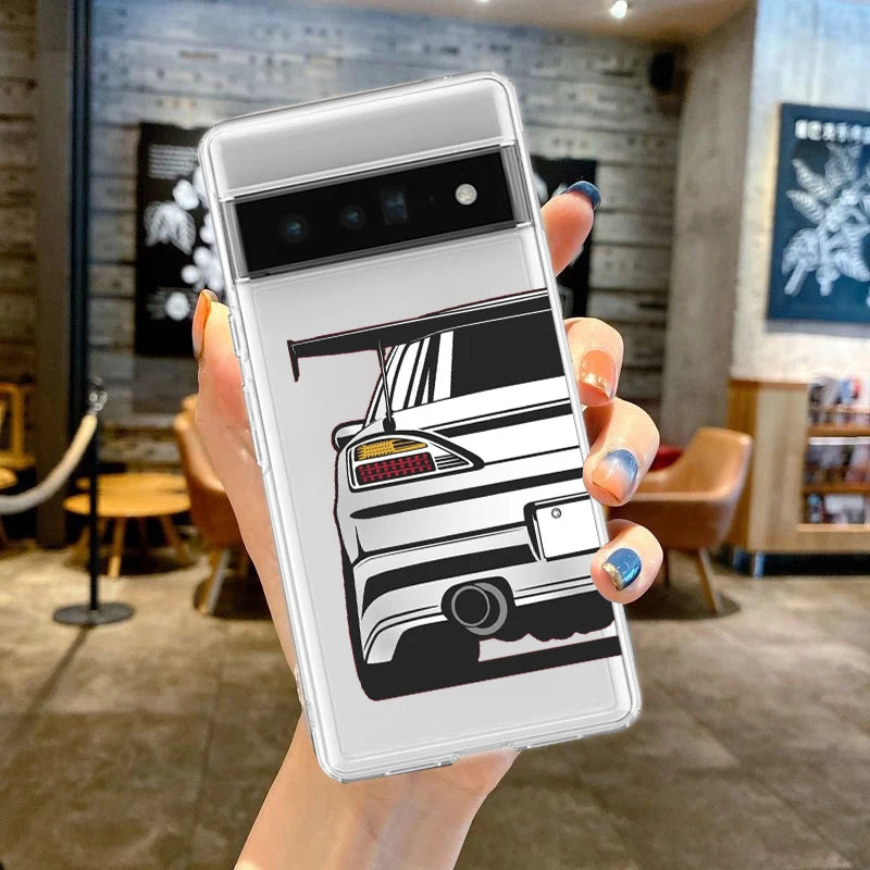 For Google Pixel 10 Pro 10A Phone Case Pixel 9 Pro XL Pixel 8 Pro 9A 8A 7A 7 6A 6 Pro Soft TPU Cover Japan JDM Sports Cars Comic