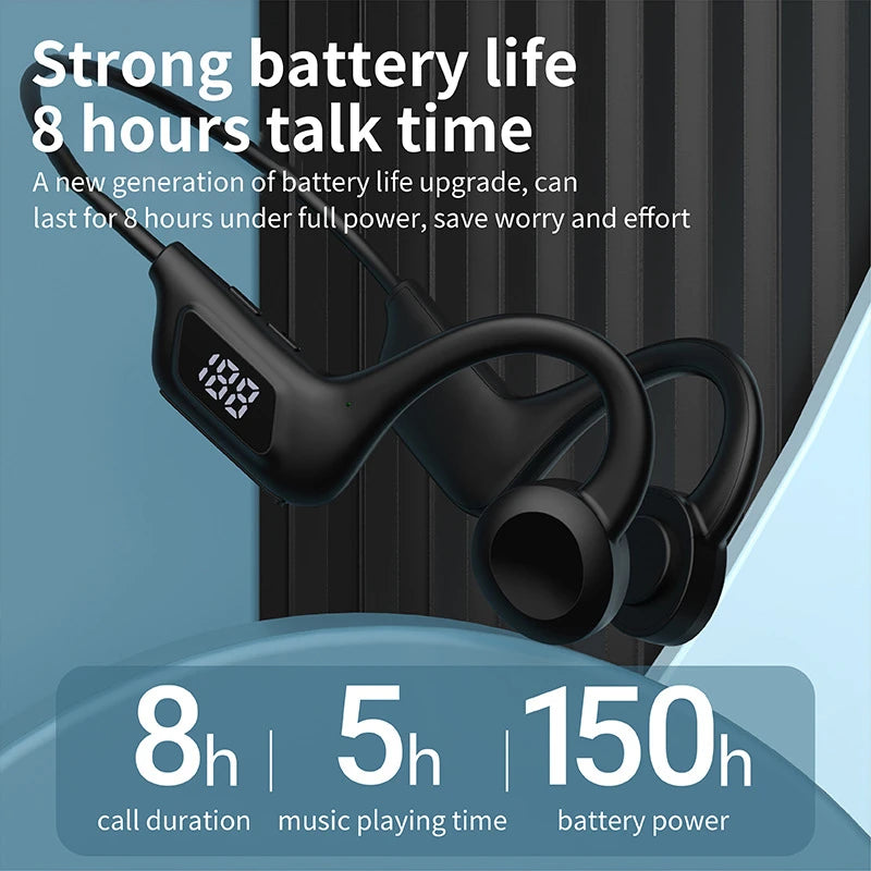 Bone Conduction Wireless Headphones with HD Mic, Bluetooth Hands-Free Sport Earphones for Daily Commute Running
