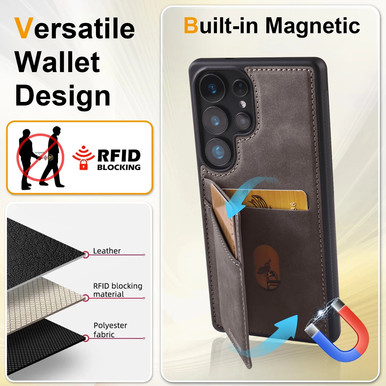 Leather Case for Samsung Galaxy S25 Edge S26 S24 Ultra S23 S22 S21 Plus S20 FE A16 A36 A56 A15 A35 A55 A54 A14 A17 Phone Cover