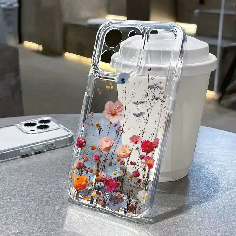 Cute Flower Clear Case For Samsung Galaxy S26 S25 Ultra A57 A56 5G S24 S23 Plus FE A36 A26 A16 A07 A55 A15 A54 Shockproof Cover