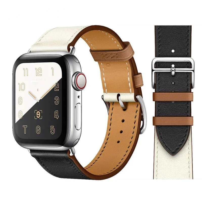 Genuine Leather Bracelet Strap For Apple Watch Band 45mm 49mm 41mm 44mm 42mm 46mm Leather Wristband iWatch Ultra 11 10 9 8 7 6 5