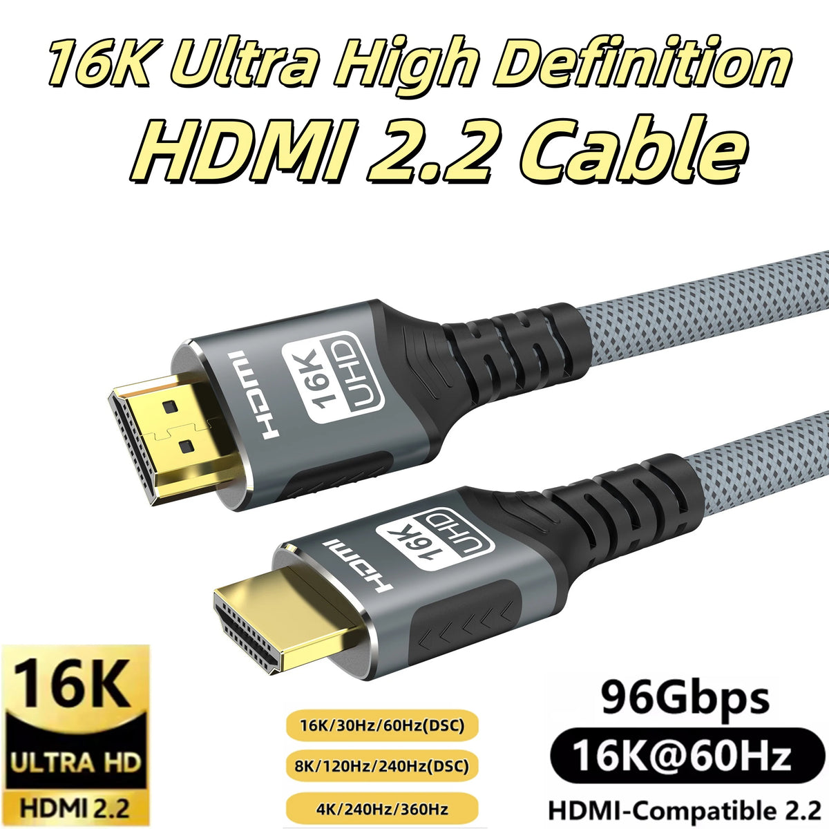 16K HDMI 2.2 Cable 96Gbps Ultra High Speed HDMI-Compatible 16K@30Hz/60Hz 8K@120Hz For PS5 3080 EARC HDR Video PC Laptop TV Box