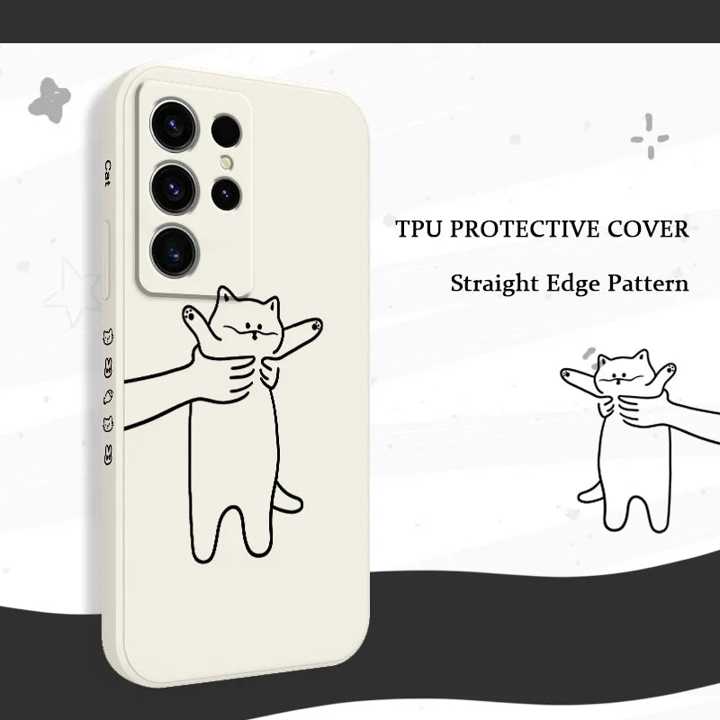 Fidgeting Cat Phone Case For Samsung Galaxy S25 S24 S23 S22 S21 S20 Ultra FE S10 S10E Plus Note 20 Ultra Silicone Cover