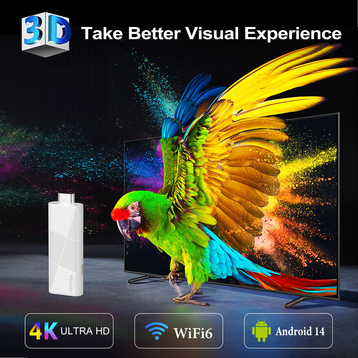 2026 H96 MAX RK3518 Android14 Smart Mini TV Stick Wifi6 BT5.4 4K HD 3D Quad-Core Google Voice Assistant Home TV Box Media Player