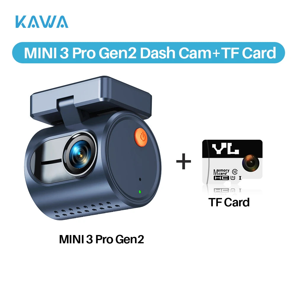 Dash cam KAWA MINI3 Pro Gen2 Car Dvr 2K Auto Video Recorder Upgrade Car Camera,WiFi&APP/Voice Control,Night Vision Tiny Dashcam