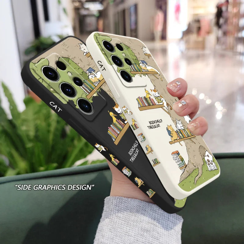 Big Tree Kitten Phone Case For Samsung Galaxy S25FE S24 S23 S22 S21 S20 S10 S10E Ultra Plus FE Note 20 Ultra 10 Plus Cover