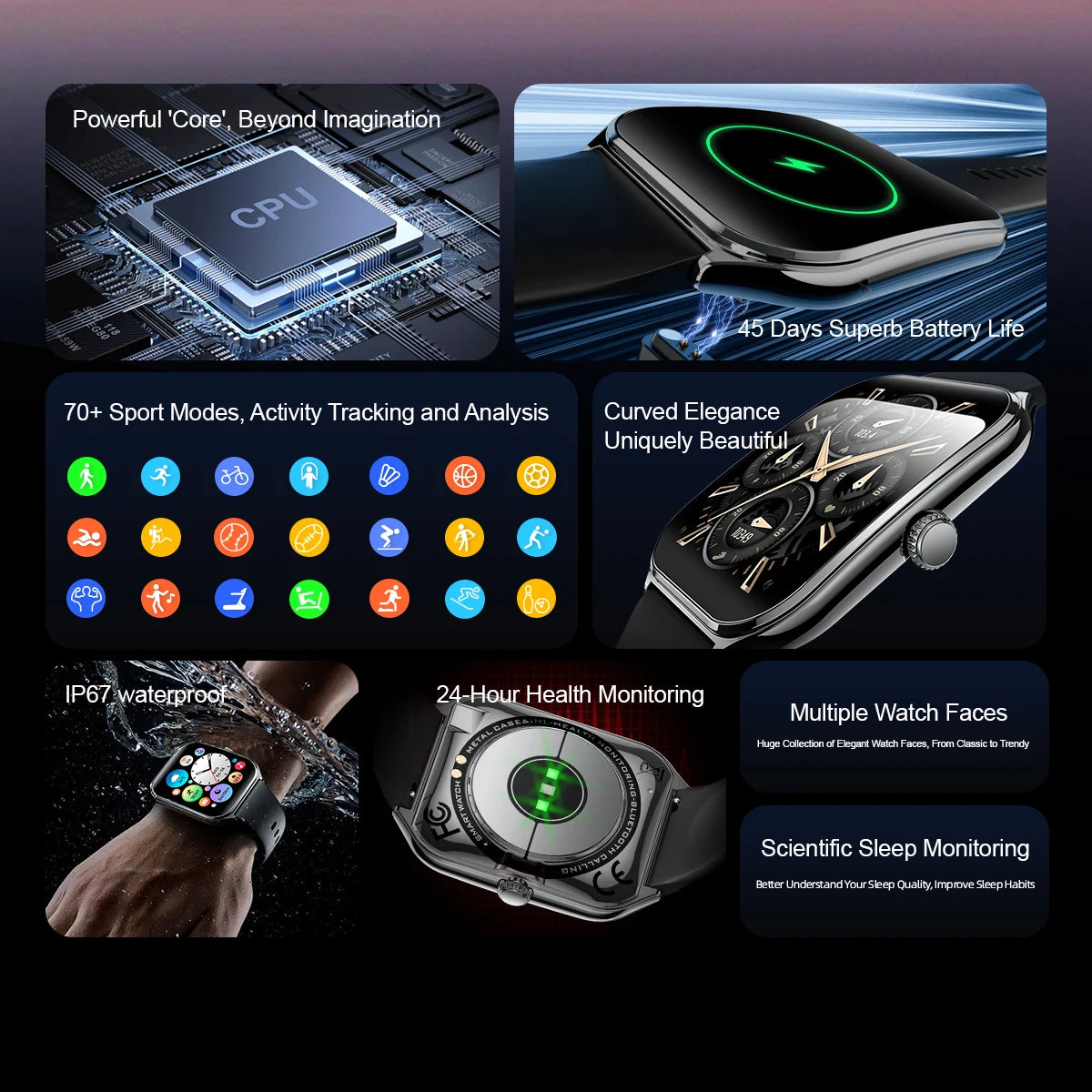 2026 New Smartwatch 1.96 inch Ultra-thin Bluetooth Call Health Monitor IP68 Waterproof 100 Sport Smart Bracelet For  Android iOS