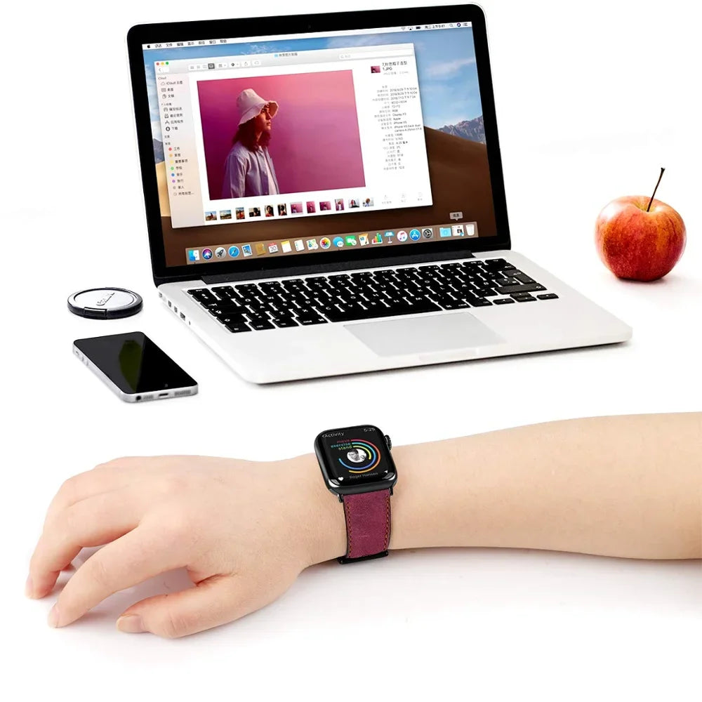 Leather Strap for Apple watch band 45mm /41mm 40mm 44mm 42mm 38 belt Retro bracelet iWatch series 5 4 3 SE 6 7 8 9 ultra 2 49mm