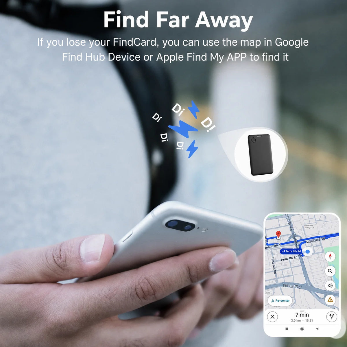 Ultra Thin Wallet Tracker Card, Works with Apple Find My & Android, Bluetooth Anti-Lost Item Locator for Luggage Passport Bag