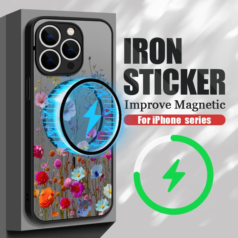 Translucent Matte Phone Case For iPhone 17 17e 16e 16 15 Pro 14 13 Pro Max For Magsafe Colorful Small Flowers Print Back Cover