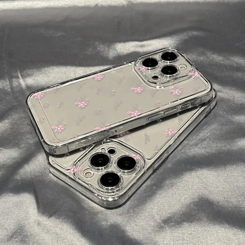 Transparent Flower Phone Case For iPhone 11 Case for iPhone 13 16 15 14 12 17 Pro Max XR XS 7 8 SE Aesthetic Floral Cover Funda