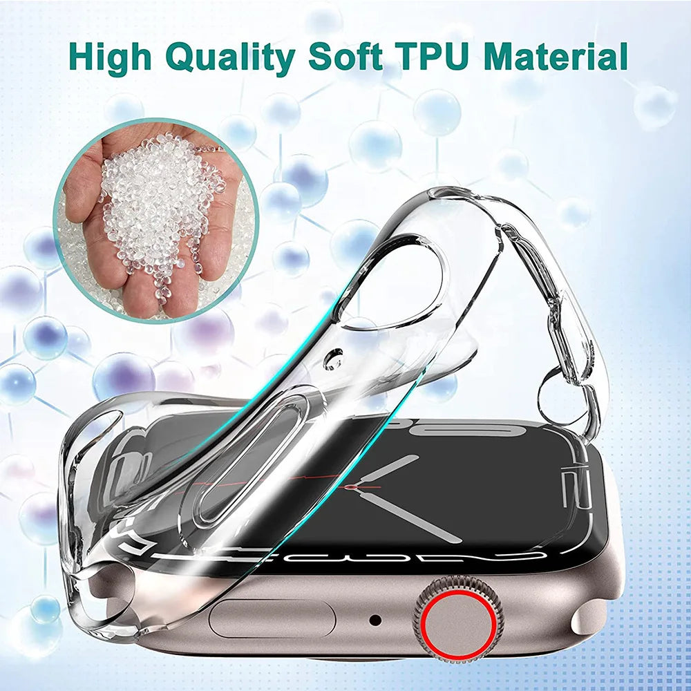 Screen Protector for Apple Watch Ultra 4 3 2 49 41 44 40 45 46 42mm TPU Bumper Cover Case for iWatch Series 11 10 12 9 8 7 SE 6