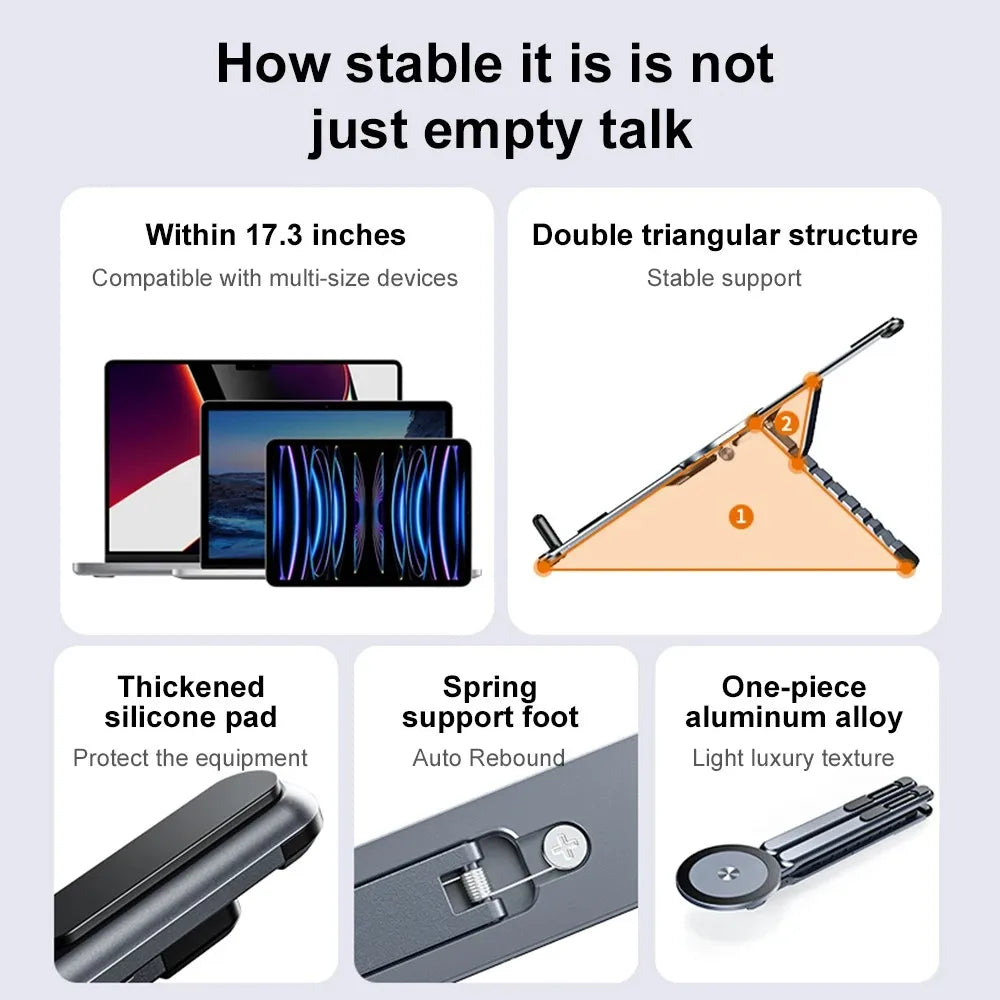 Portable Magnetic Phone Holder & Selfie Stick 3-in-1 Foldable Tripod Stand for iPhone iPad Tablet Laptop Desktop Use