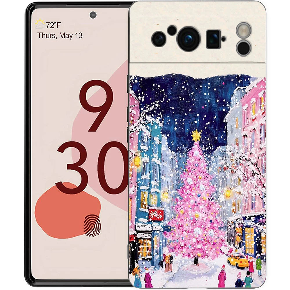 Cartoon Christmas Style Phone Case For Google Pixel 10A 10 9 8 7 6 Pro XL 9A 8A 6A 7A 5G Soft Shockproof TPU Black Cover
