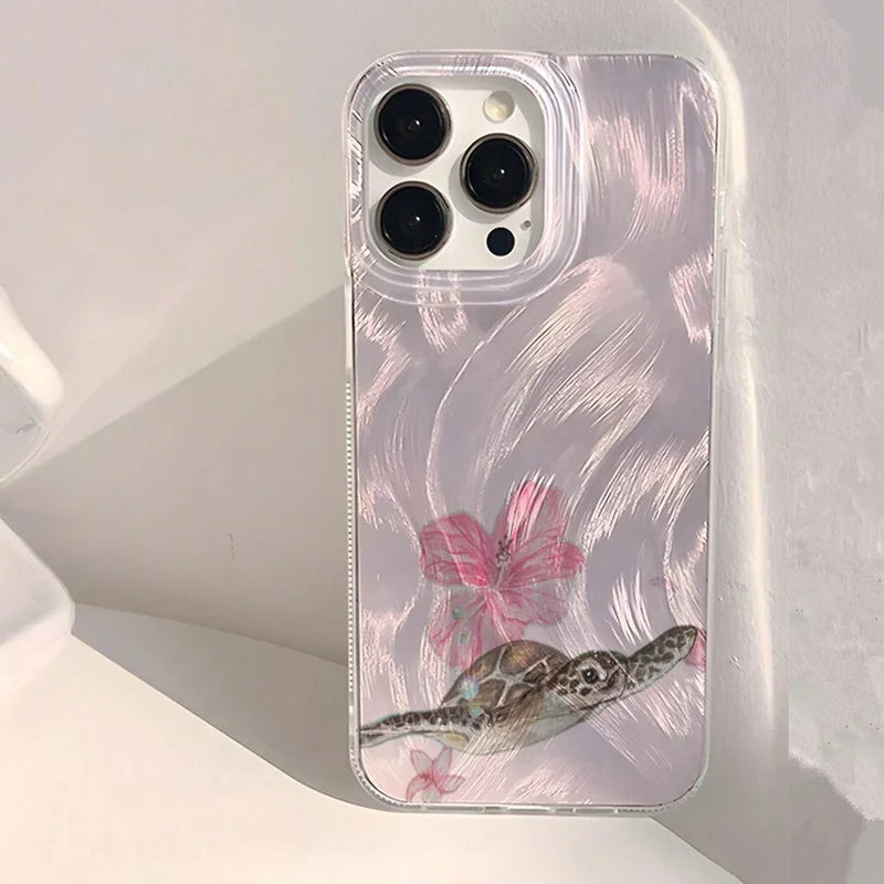 Summer Cool Turtle Pattern IMD Phone Case for Samsung A55 5G A35 A15 A34 A16 S25 S24 S23 FE Plus S22 S21 Ultra Glossy Cover