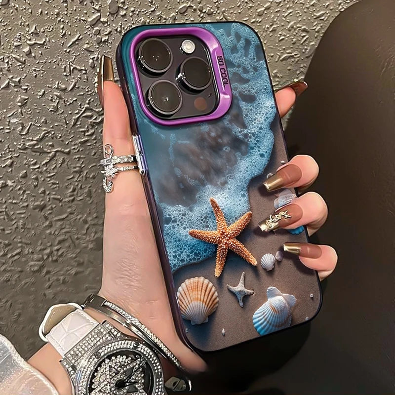 Beach Waves Starfish Phone Case For Samsung Galaxy A55 A54 A53 A35 A34 A15 A16 S26 S25 S24 S23 S22 S21 S20 Ultra Plus FE Cover