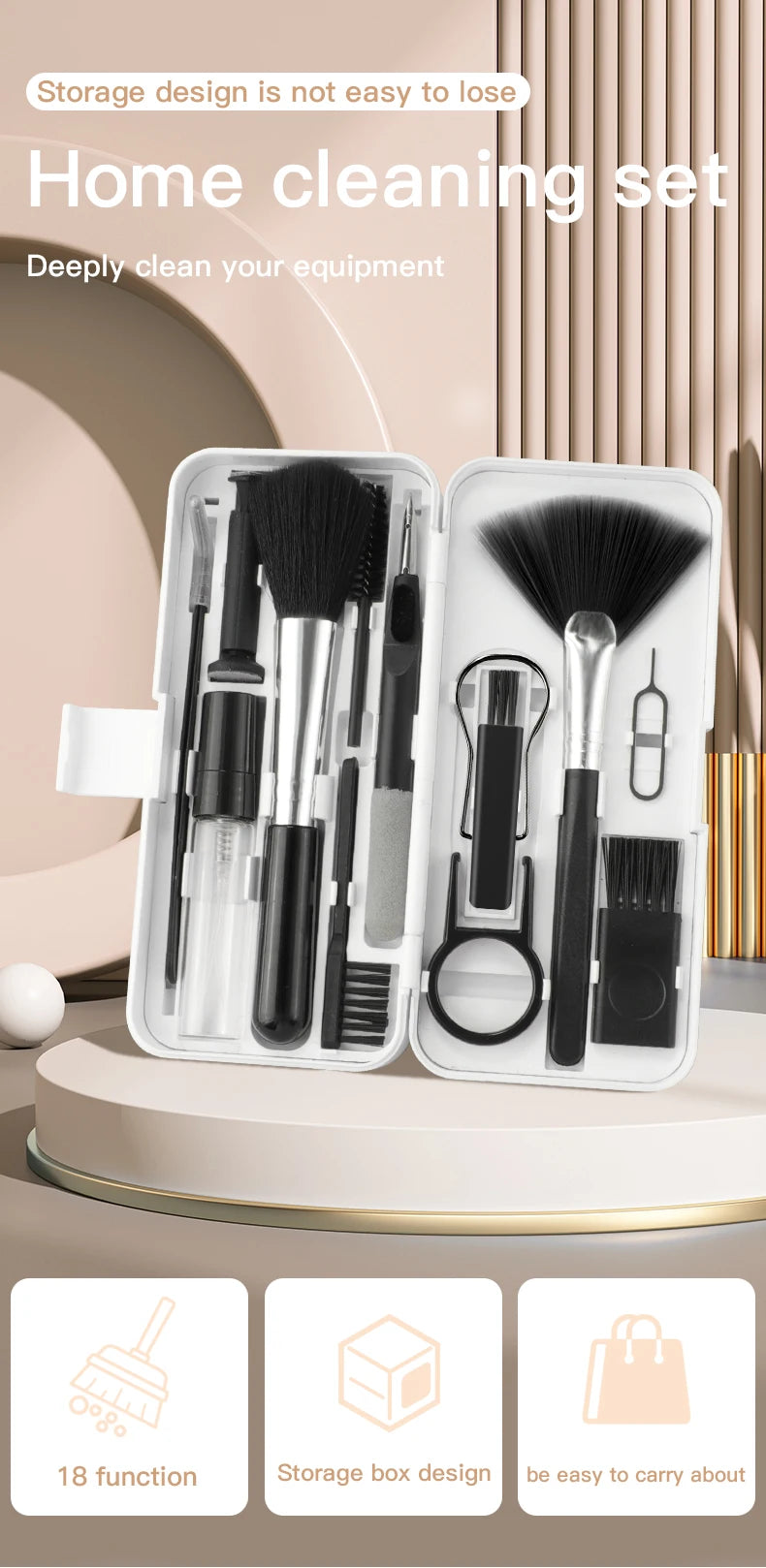 Multi-function Phone Tablet Keyboard Cleaning Kit for iPhone and AirPod headphone Brush Keyremover screen cleaner