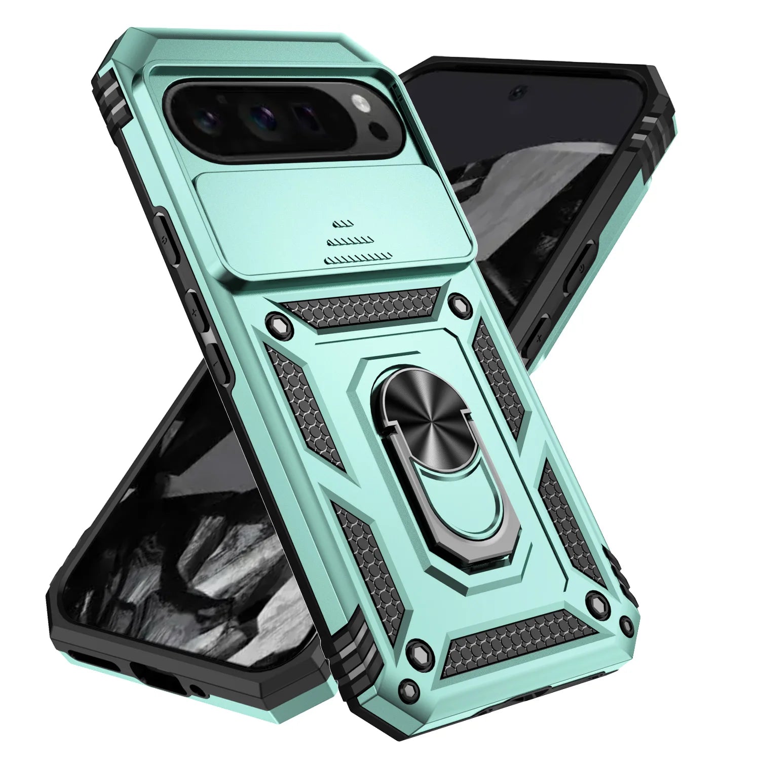 Armor Ring Bracket holder Case for Google pixel 10 Pro 9 ProXL 8 7 6 Pro XL 10A 9A 8A 7A 6A Shockproof lens Slide Protect Cover