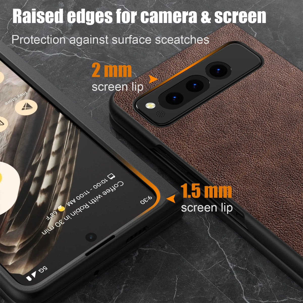 PU Leather Case for Google Pixel Fold 5G Simply Business Style Hard PC with PU 2in1 Material