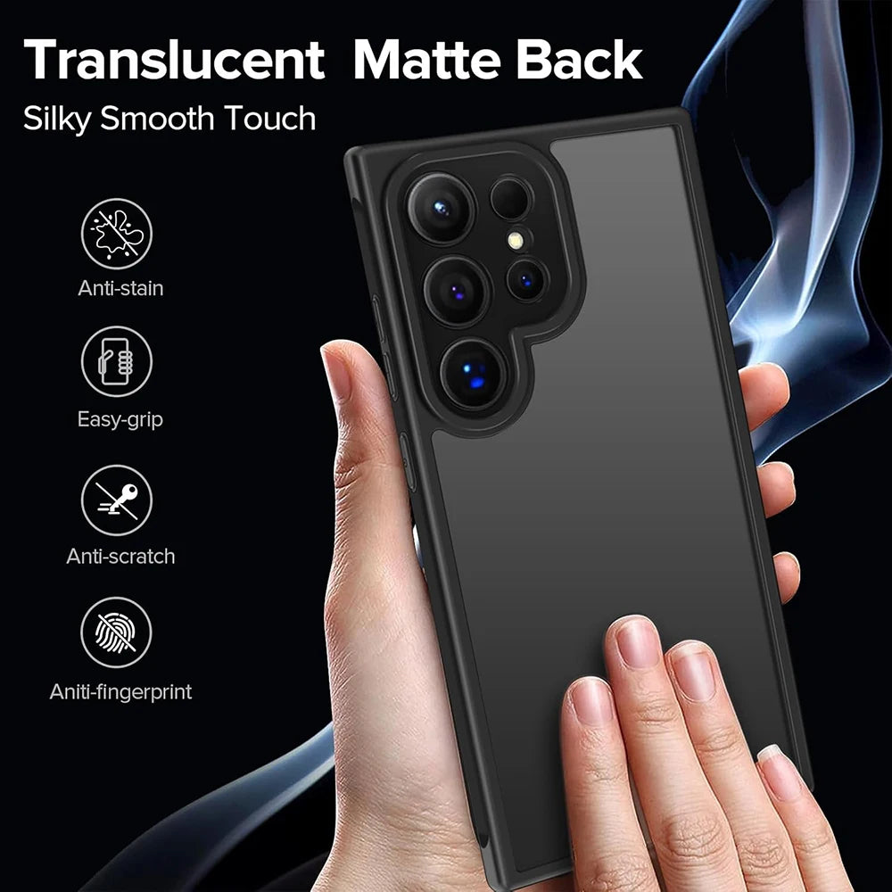 Hybrid Military Grade Shockproof Case For Samsung Galaxy S25Ultra S25 S24 S23 S22 S21 Ultra Plus FE Translucent Black Hard Cover