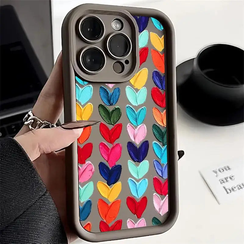 Colorful Love Heart Silicone Phone Case For Samsung Galaxy M34 M31 M51 M30S M23 M20 M11 M15 J4 J6 Plus J8 A10 A01 A02 S20 Ultra